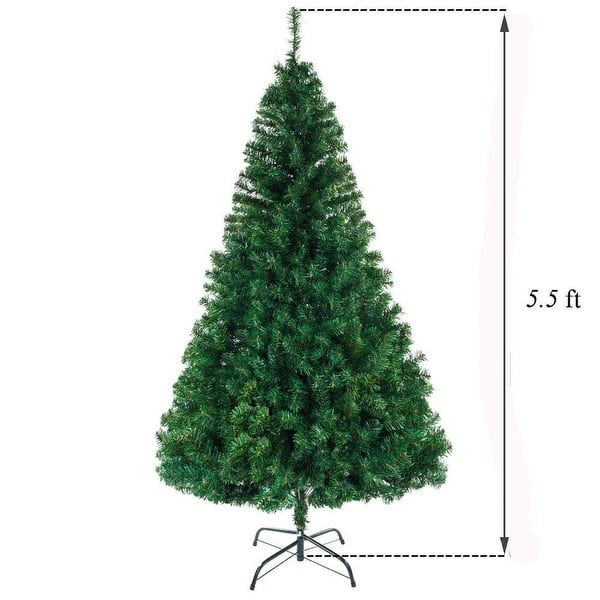 dimension image slide 1 of 2, 5-8ft Artificial Christmas Tree with Stand for Indoor and Outdoor Holiday Decoration