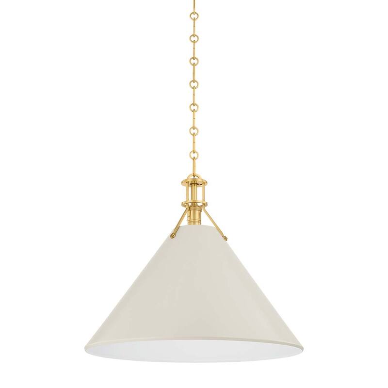 Hudson Valley Lighting MDS352L Painted No. 2 21" Wide Pendant - Aged Brass / Off-White