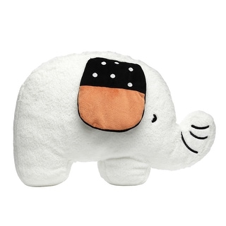 Lambs & Ivy Patchwork Jungle Pillow Plush White Elephant Stuffed Animal Toy