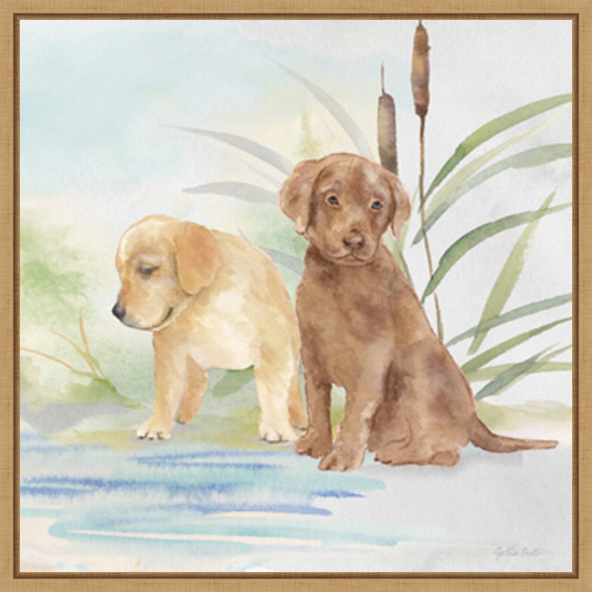 Woodland Dogs II by Cynthia Coulter Framed Canvas Wall Art