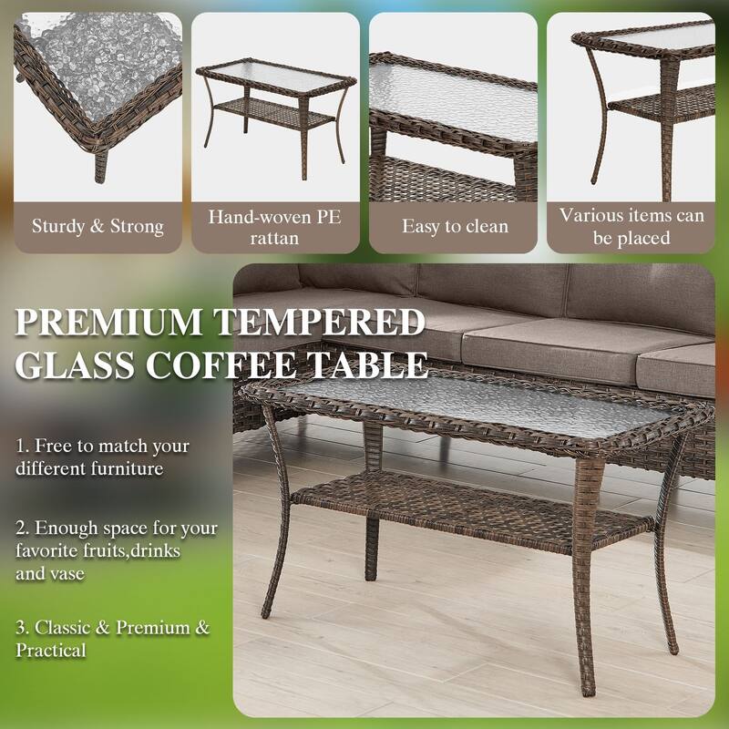 Outdoor Sectional Furniture Sofa Set with Coffee Table