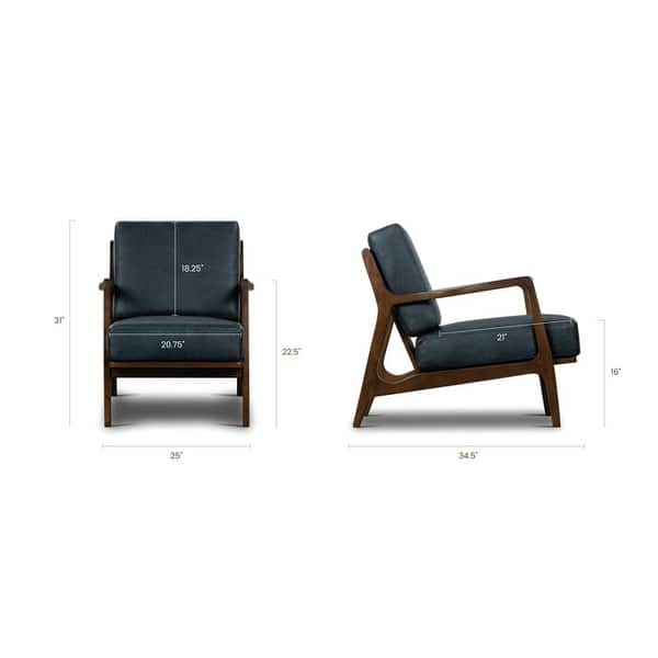 dimension image slide 5 of 7, Poly & Bark Verity Leather Lounge Chair - Full Grain Genuine Italian Leather