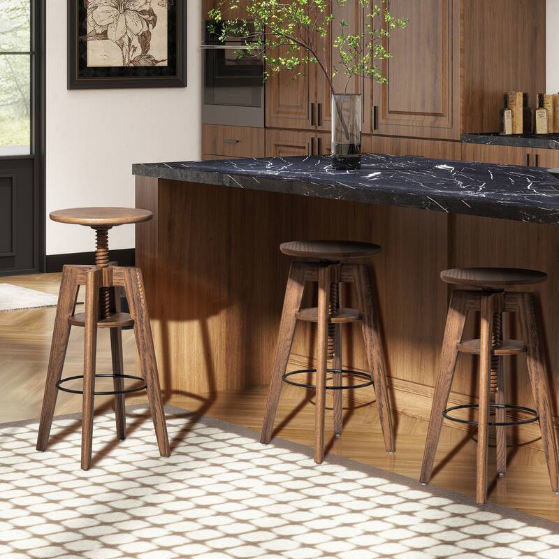 Oak Wood Adjustable Bar Counter Stool