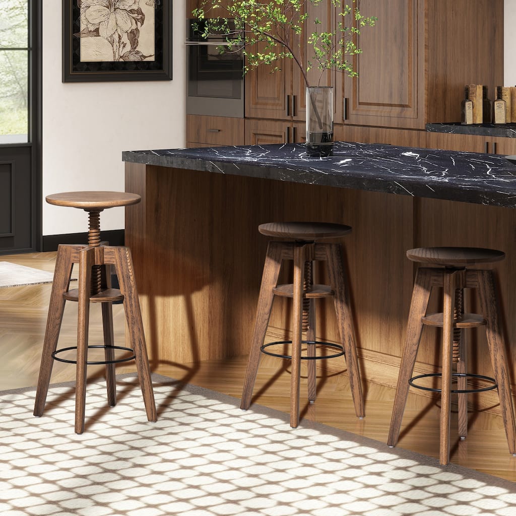 Oak Wood Adjustable Bar Counter Stool