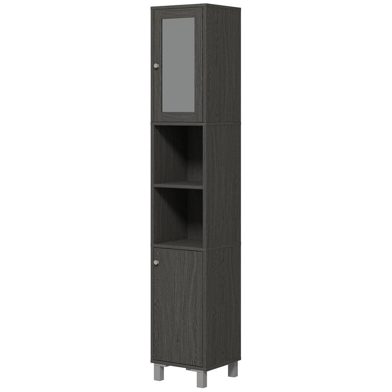 Kleankin Tall Bathroom Storage Cabinet With Mirror
