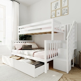Max and Lily Twin over Full Staircase Bunk Bed with Storage Drawers