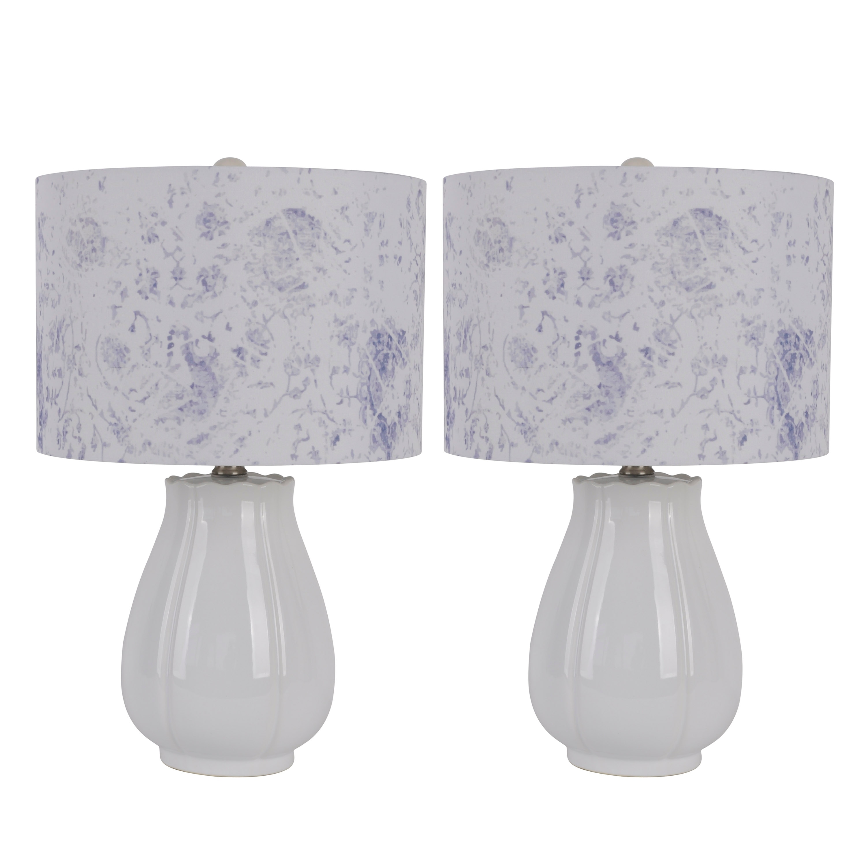 Set of 2 Alyssa Tulip Ceramic Table Lamp with Patterned Shade