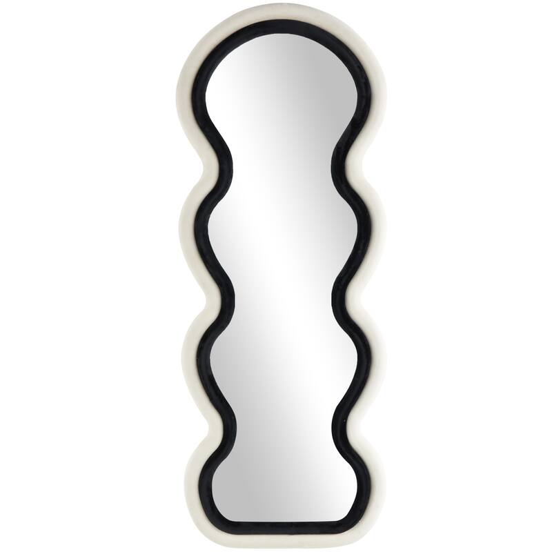 Velvet Abstract Wavy Wall Mirror with Layered Frame - Black - Roche River Decor - Black
