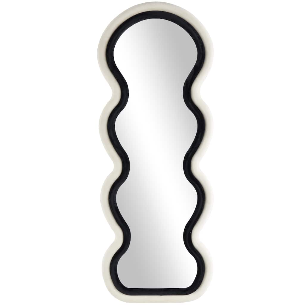 Velvet Abstract Wavy Wall Mirror with Layered Frame - Black - Roche River Decor