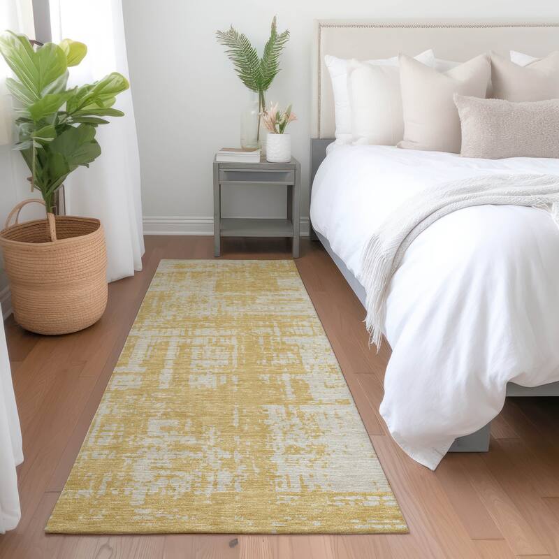 Premium Washable Super Soft Abstract Pixel Mayfield Rug - Gold - 2'3" x 7'6"