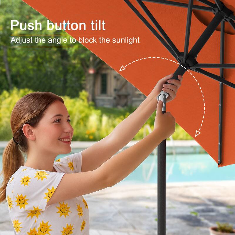 LIVOOSUN 6x9Ft LED Patio Umbrella Weather Resistant Table Umbrella