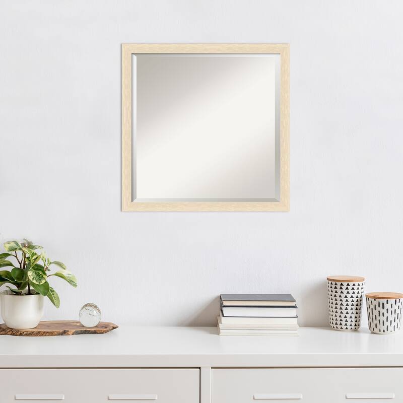 Woodgrain Stripe Beveled Wood Framed Wall Mirror
