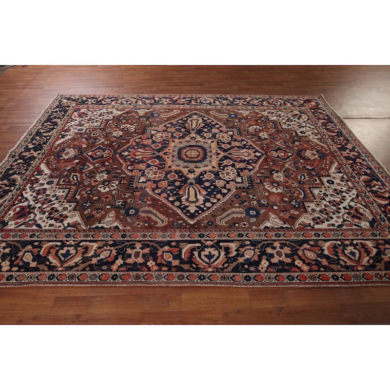Geometric Bakhtiari Vintage Persian Rug Hand-Knotted Wool Carpet - 7'0" x 10'1"