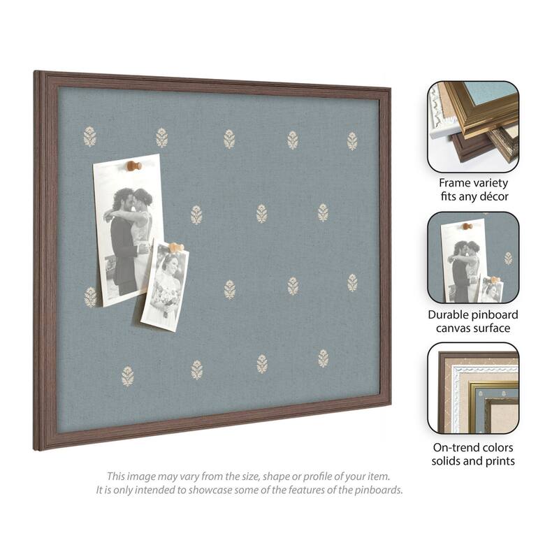 Kate and Laurel Pinboard Blue Botanical Block Print