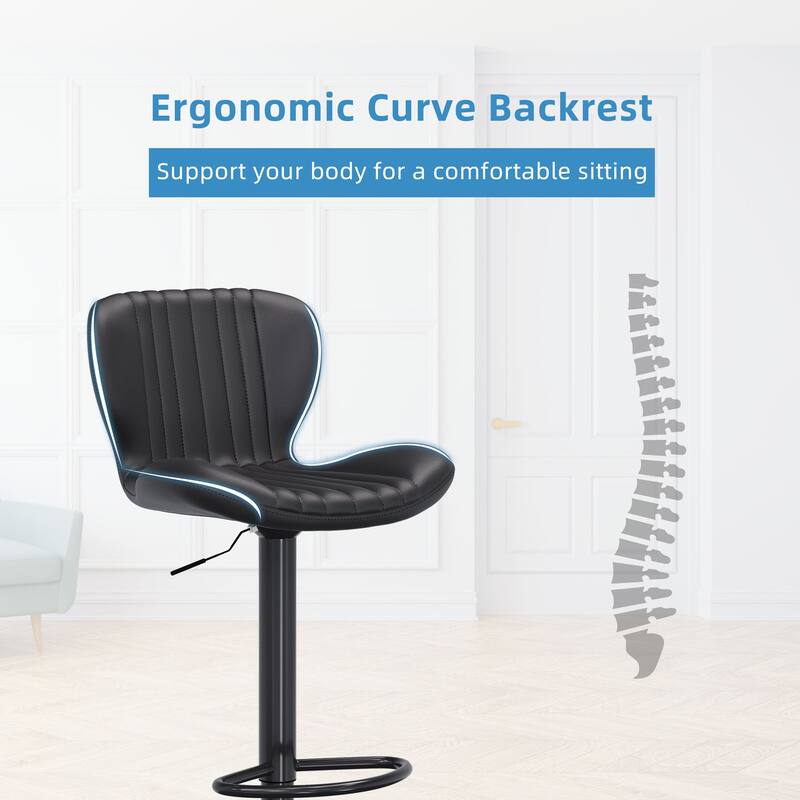 Scallop Swivel Bar Stool Set with Height-adjustable Seat - N/A