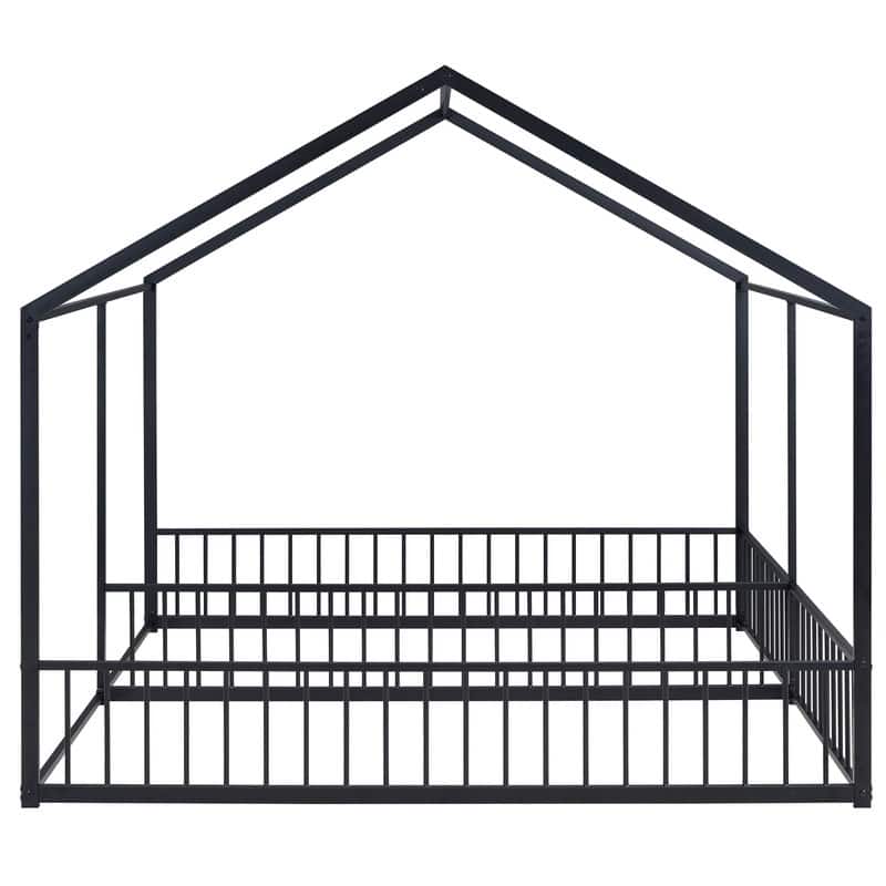 Twin Size Metal House Bed Platform Beds, Two Shared Beds