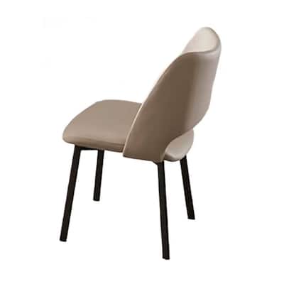 Black/Beige Faux Leather Upholstered Metal Frame Dining Chair, Set of 2, Sturdy Dining Chair for Dining Rooms - 21.75