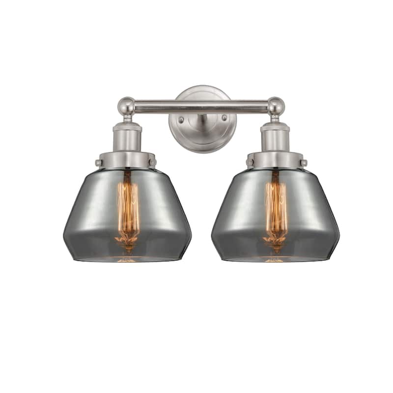 Innovations Lighting 616-2W-10-16 Fulton Vanity Fulton 2 Light 16" - Brushed Satin Nickel / Plated Smoke