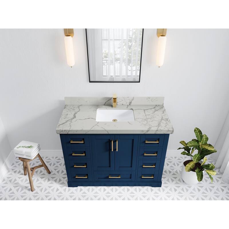 Willow Collection 48 in W x 22 in D x 36 in H Boston Single Bowl Sink Bathroom Vanity with Countertop