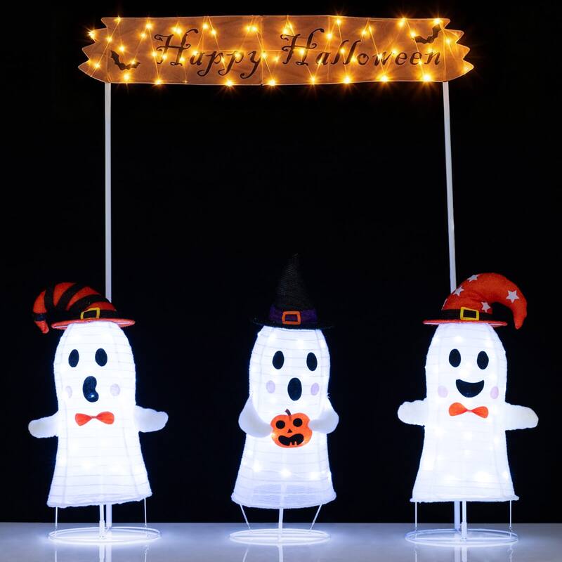 Costway 4 Pcs Halloween Decoration with Gate, Happy Halloween Sign, - As Picture Shows - See Details