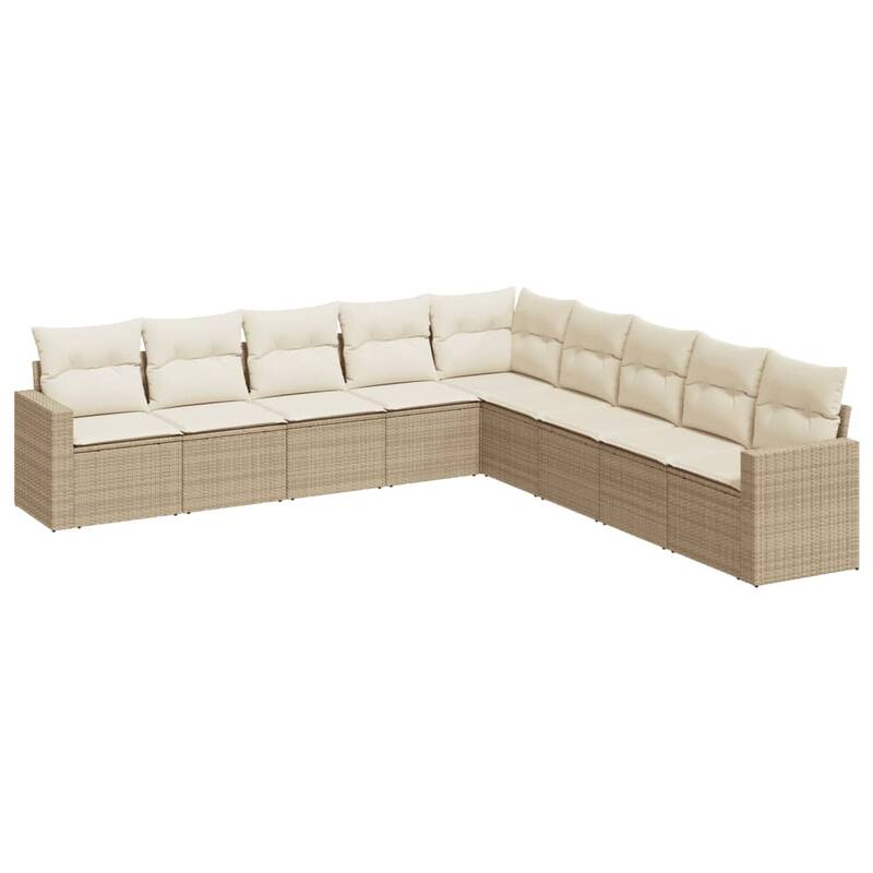 vidaXL Garden Sofa Set Beige PE Rattan, Powder-Coated Steel, 100% Polyester - 24.4 x 25.8 x 27.2