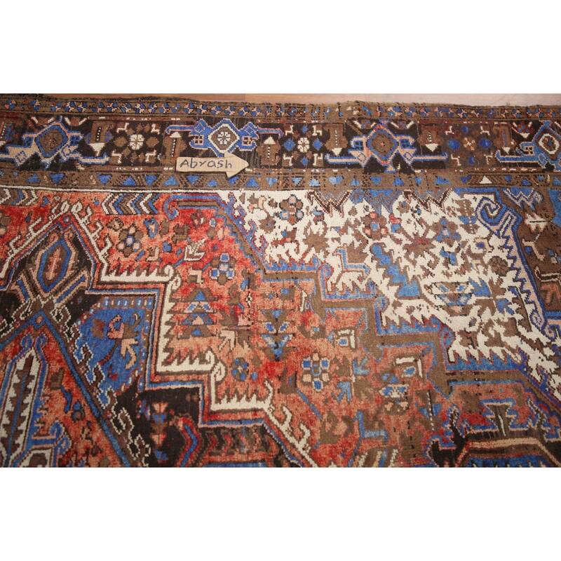 Hand Knotted Oriental 100% Wool Carpet Traditional Medallion Red Heriz Area Rug - 10' 1'' X 7' 5''