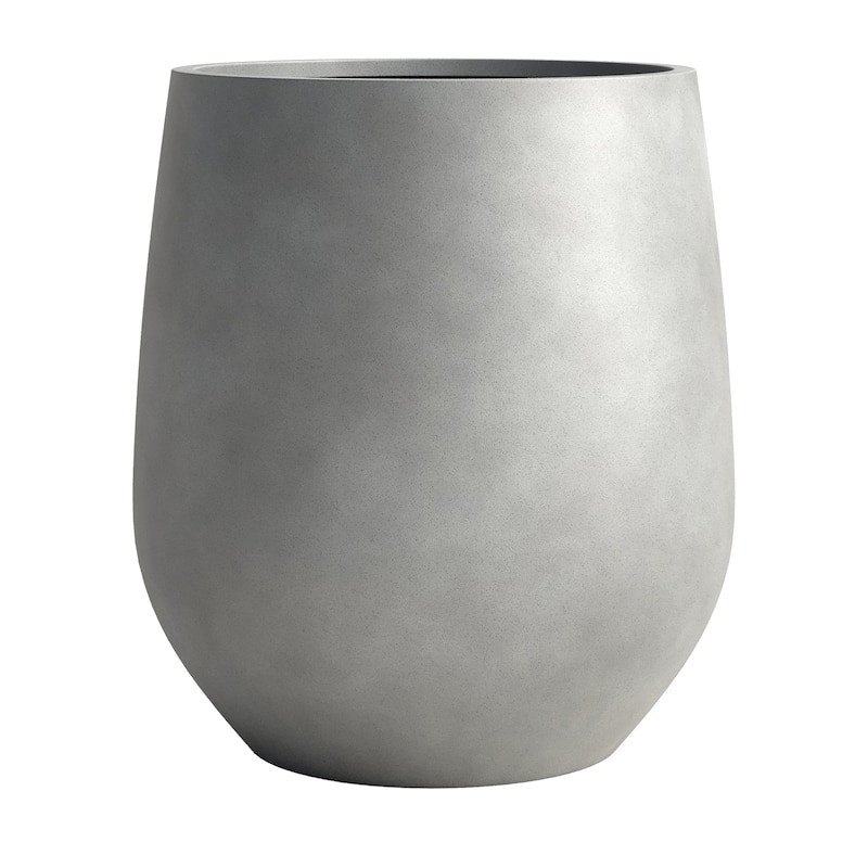 DTY Signature Mount Wilson 1-Piece Fiberstone Tapered Planter for Indoor/Outdoor, Black - Medium - Grey