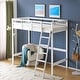 preview thumbnail 1 of 6, Solid Wood Loft Bed Twin Size with USB Charging Station/LED White White - Twin