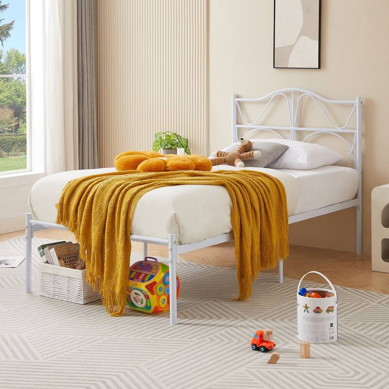 VECELO Kids Bed Frame, Twin Size Bed Set of 2