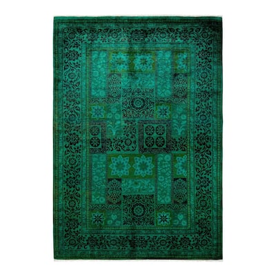 Vibrance, One-of-a-Kind Hand-Knotted Area Rug - Green, 6' 0" x 8' 9" - 6' 0" x 8' 9"
