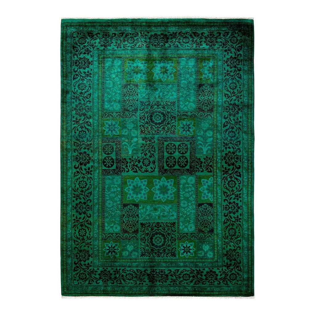 Vibrance, One-of-a-Kind Hand-Knotted Area Rug - Green, 6' 0" x 8' 9" - 6' 0" x 8' 9"