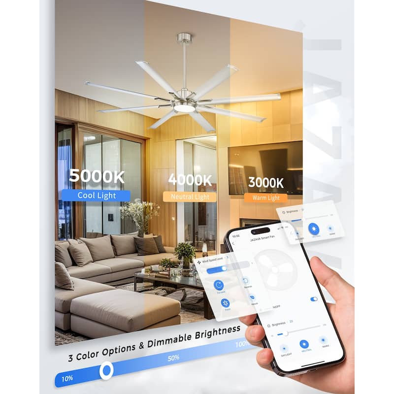 72/84/96 inch Aluminum Industrial Ceiling Fan with Integrated LED