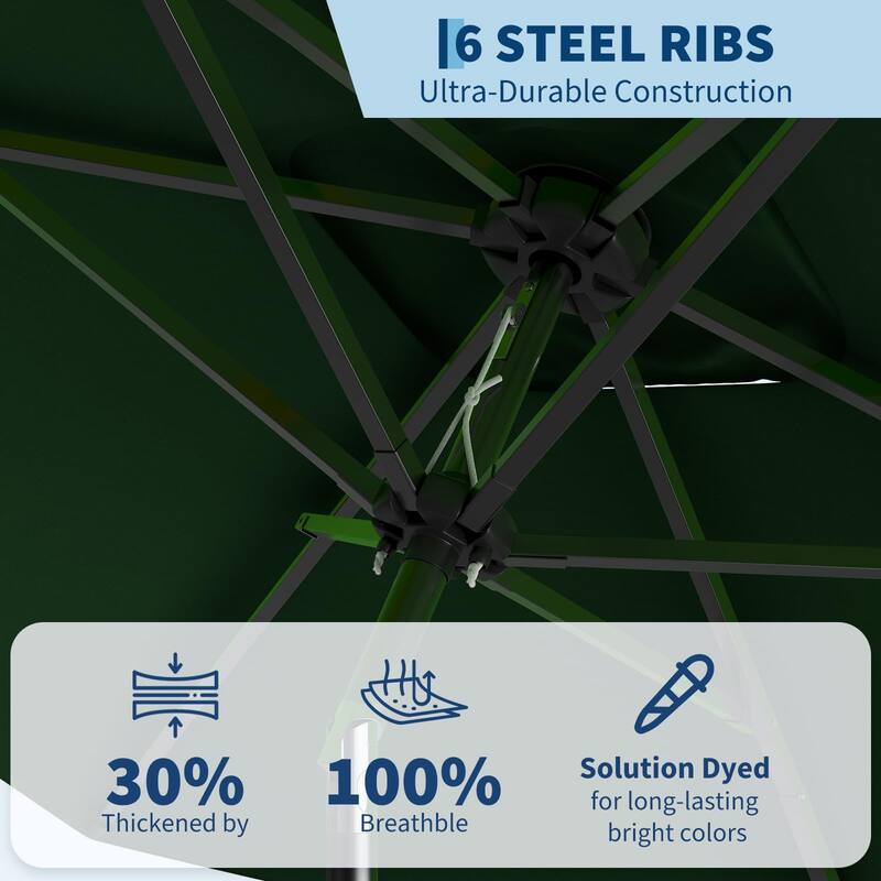 10'X6.5' Rectangular Outdoor Umbrella, with Crank & Push Button Tilt