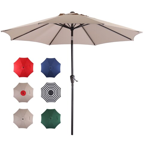 Clihome 9 ft Patio Outdoor Umbrella With Push Button Tilt and Crank
