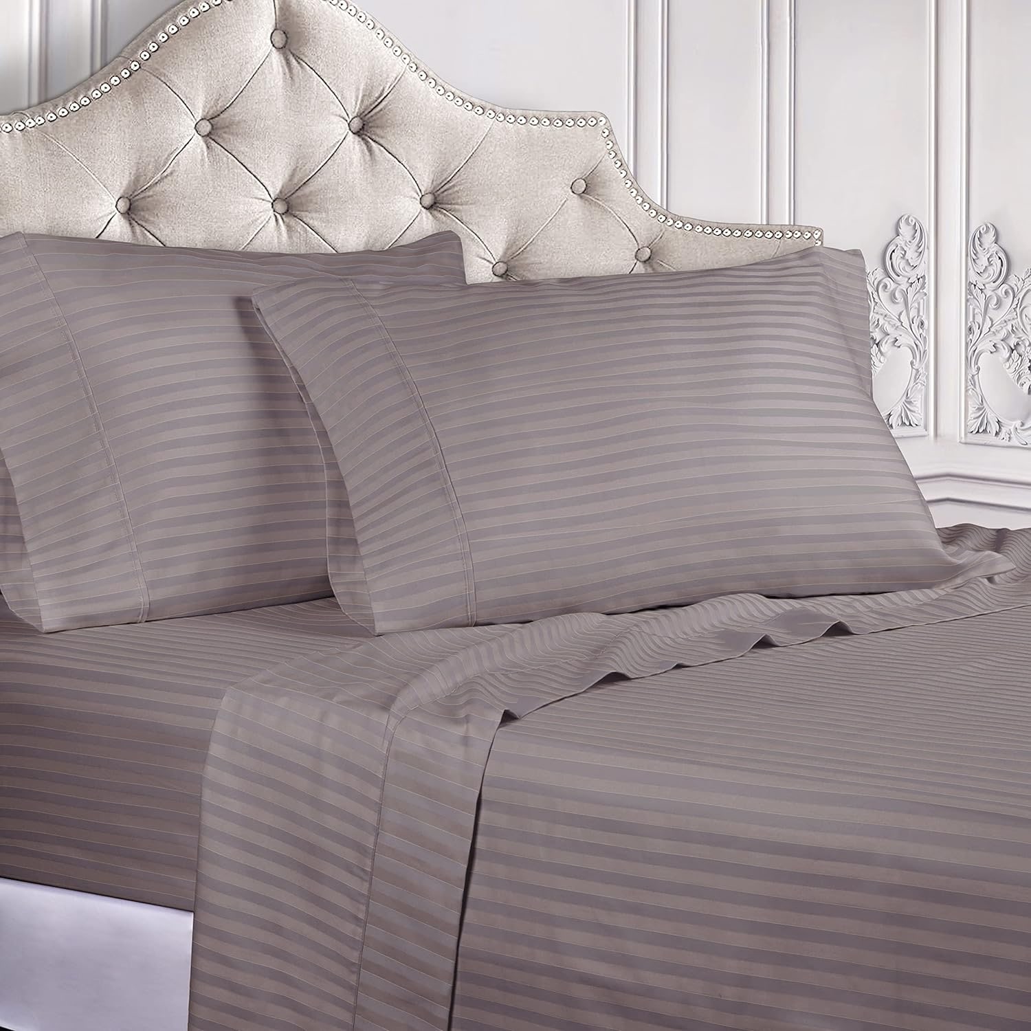 Superior Egyptian Cotton 300 Thread Count Stripe Deep Pocket Bed Sheet Set