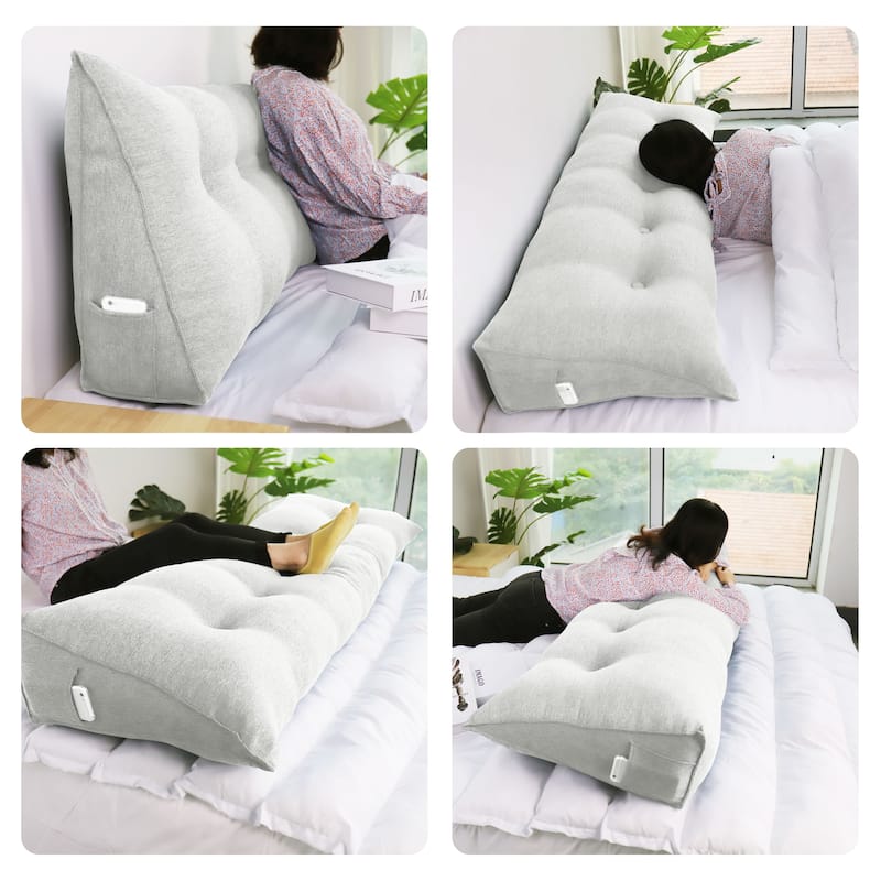 WOWMAX Bed Rest Wedge Reading Pillow Headboard Back Support Cushion