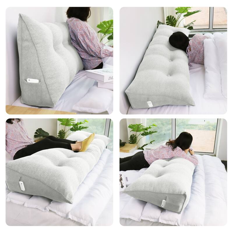 WOWMAX Bed Rest Reading Wedge Headboard Backrest Tufted Pillow