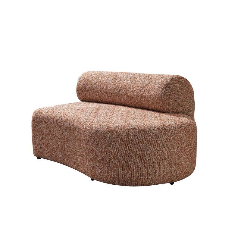 HomeRoots Orange Boucle Modular Curved Three Piece Sectional With Toss Pillows