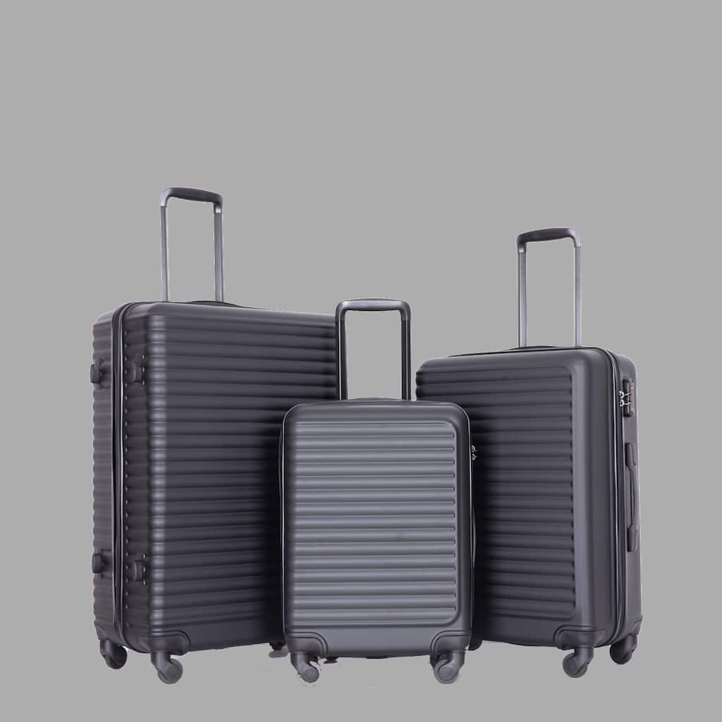 Durable 3-Piece ABS Luggage Set, Carry-On 20", Check-In 24" & 28" with Spinner Wheels