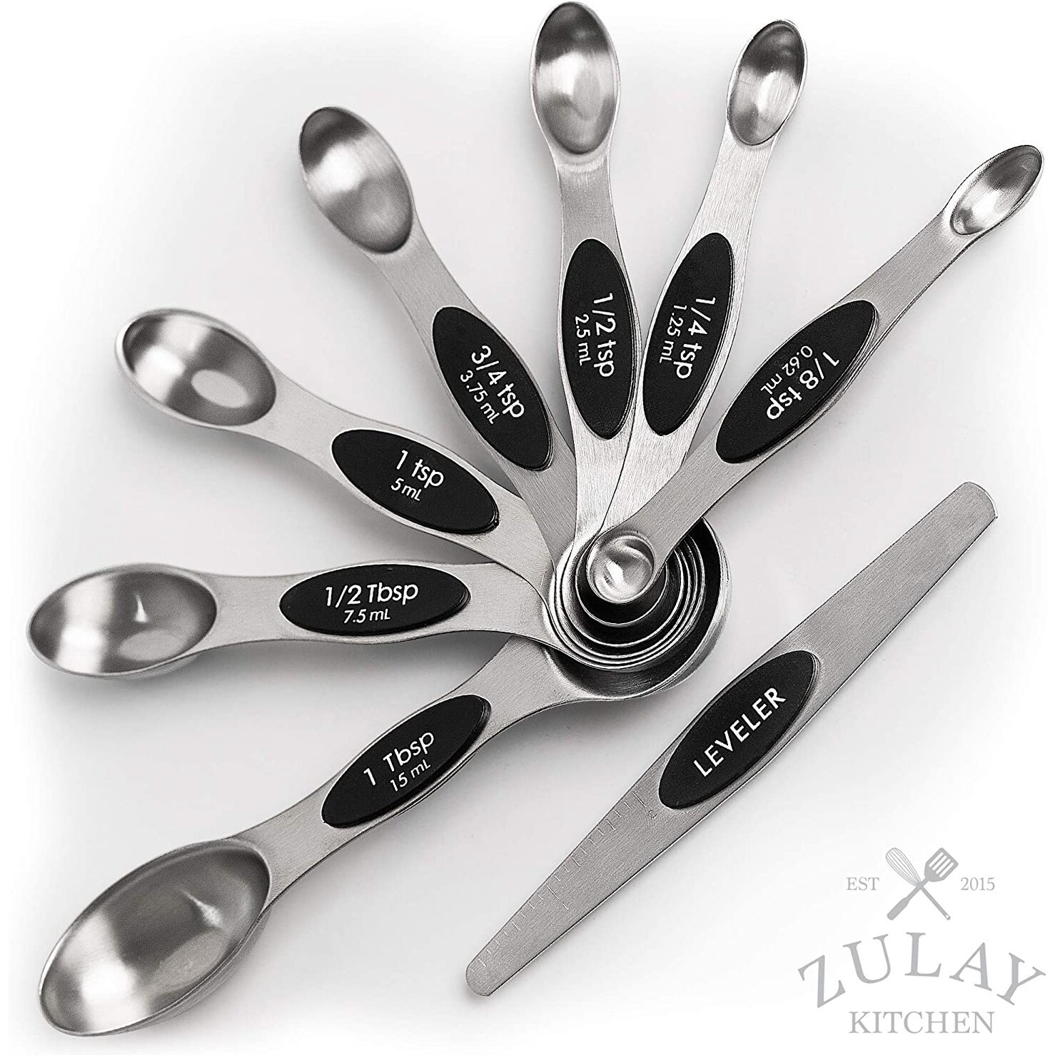 8 Pack Kitchen Magnetic Measuring Spoons, Double Sided Stainless