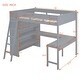 preview thumbnail 17 of 24, Full Size Wooden Loft Bed with Desk, Shelf, Full-Length Guardrail