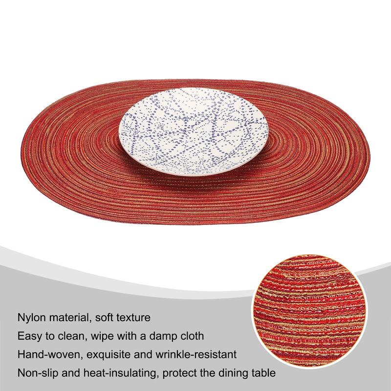4pcs Oval Braided Placemats 19.7" Non-Slip Washable Oval Table Mats