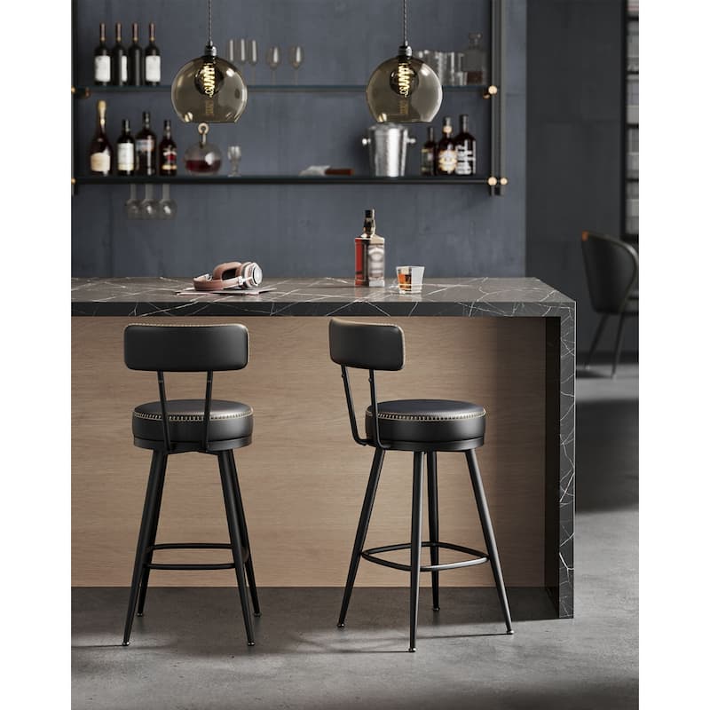 360 Swivel Bar Stools with Backrest and Steel Legs Footrest Perfect for Dining Room Set of 2