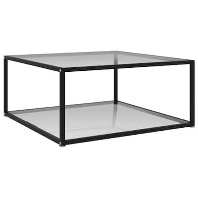 vidaXL TeaCoffee Table Transparent 31.5"x31.5"x13.8" Tempered Glass - 31.5" x 31.5" x 13.8"
