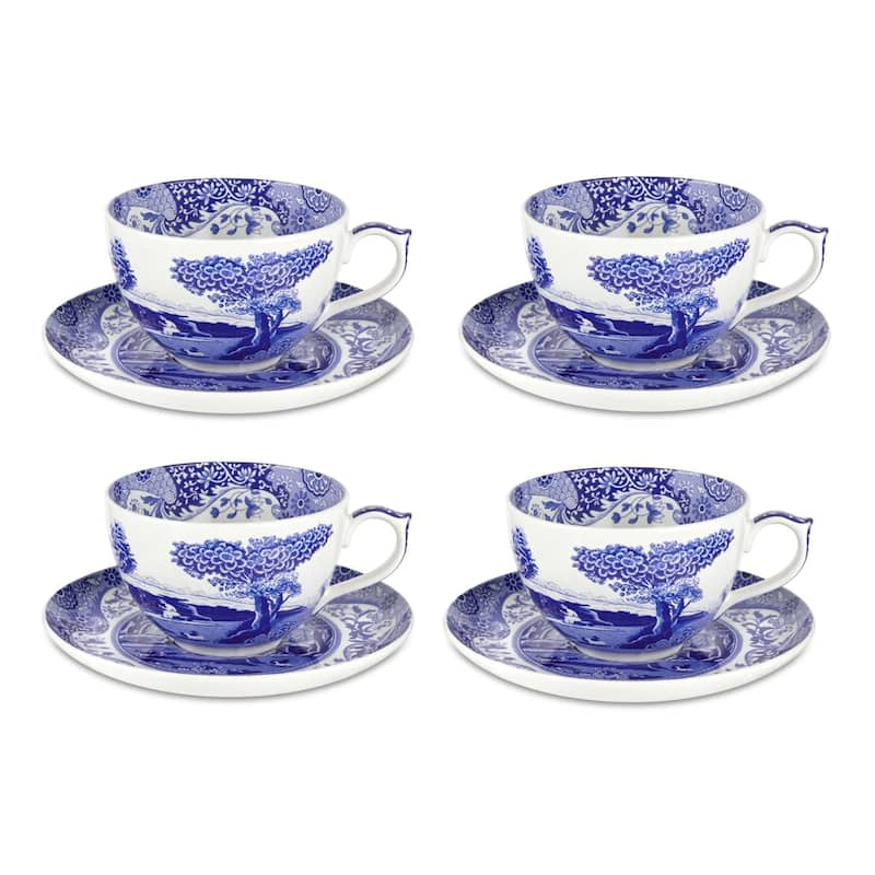 Spode Blue Italian Jumbo Cup and Saucer Set - 4 Piece