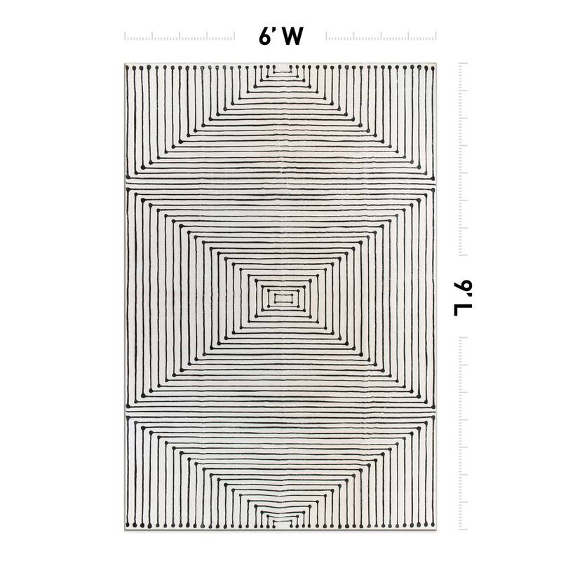 World Rug Gallery Bohemian Stripes Washable Non Slip Area Rug
