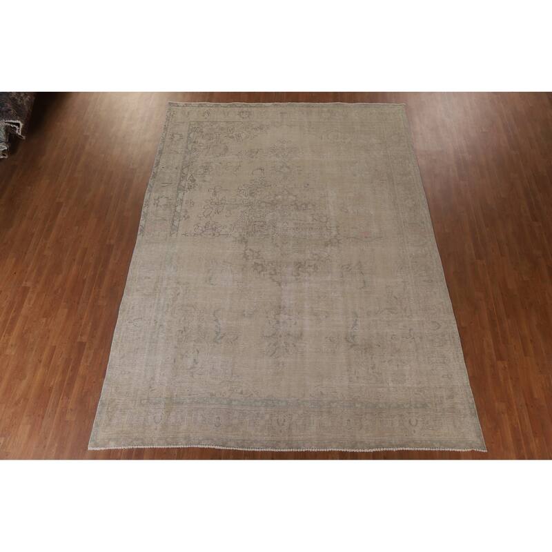 Hand Knotted Oriental 100% Wool Carpet Traditional Medallion Beige & Ivories Tabriz Area Rug - 12' 11'' X 9' 6''