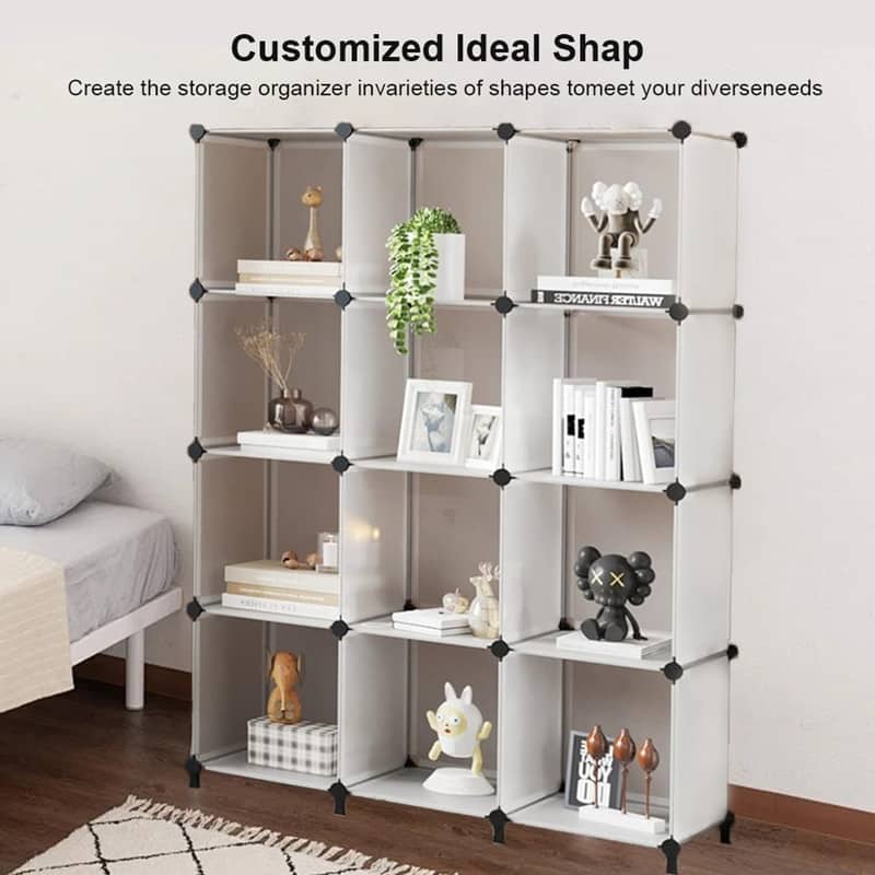12 Cube Stackable Shoe Rack Organizer DIY Plastic Shoe Storage Cabinet for Closet & Entryway White - N/A