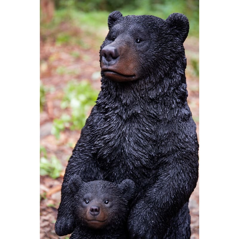 Mother and Baby Black Bears Outdoor Garden Statue - 24.5"