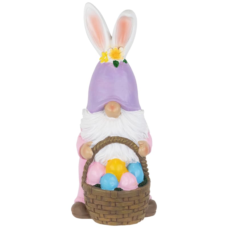 Easter Bunny Gnome with Egg Basket Figurine - 11.5"